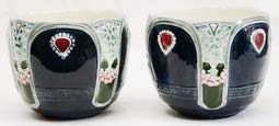 Paar Keramik Blumenuebertoepfe Jugendstil Cachepot