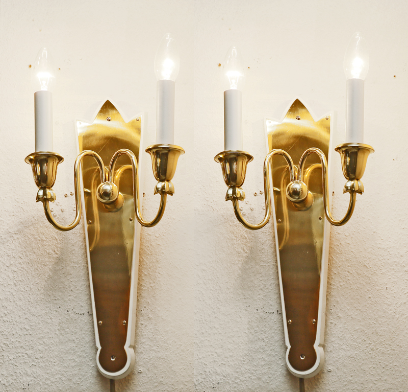 Paar Art Deco Wandlampen  Messing Leuchte