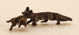 Wiener Jugendstil Miniatur Bronze Fuchs Hase