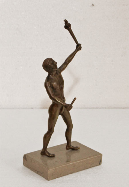 Jugendstil Bronze Antiker Athlet Staffelläufer olypisches Feuer
