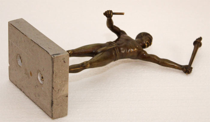 Jugendstil Bronze Antiker Athlet Staffelläufer olypisches Feuer