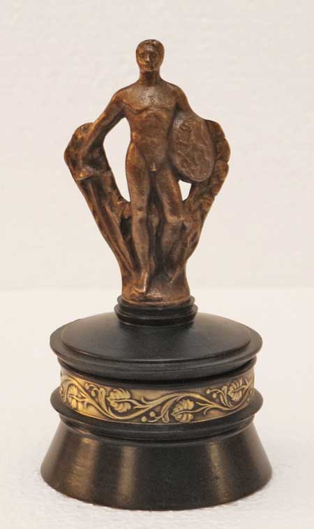 Jugendstil Bronze Figur Krieger Antike Deckeldose