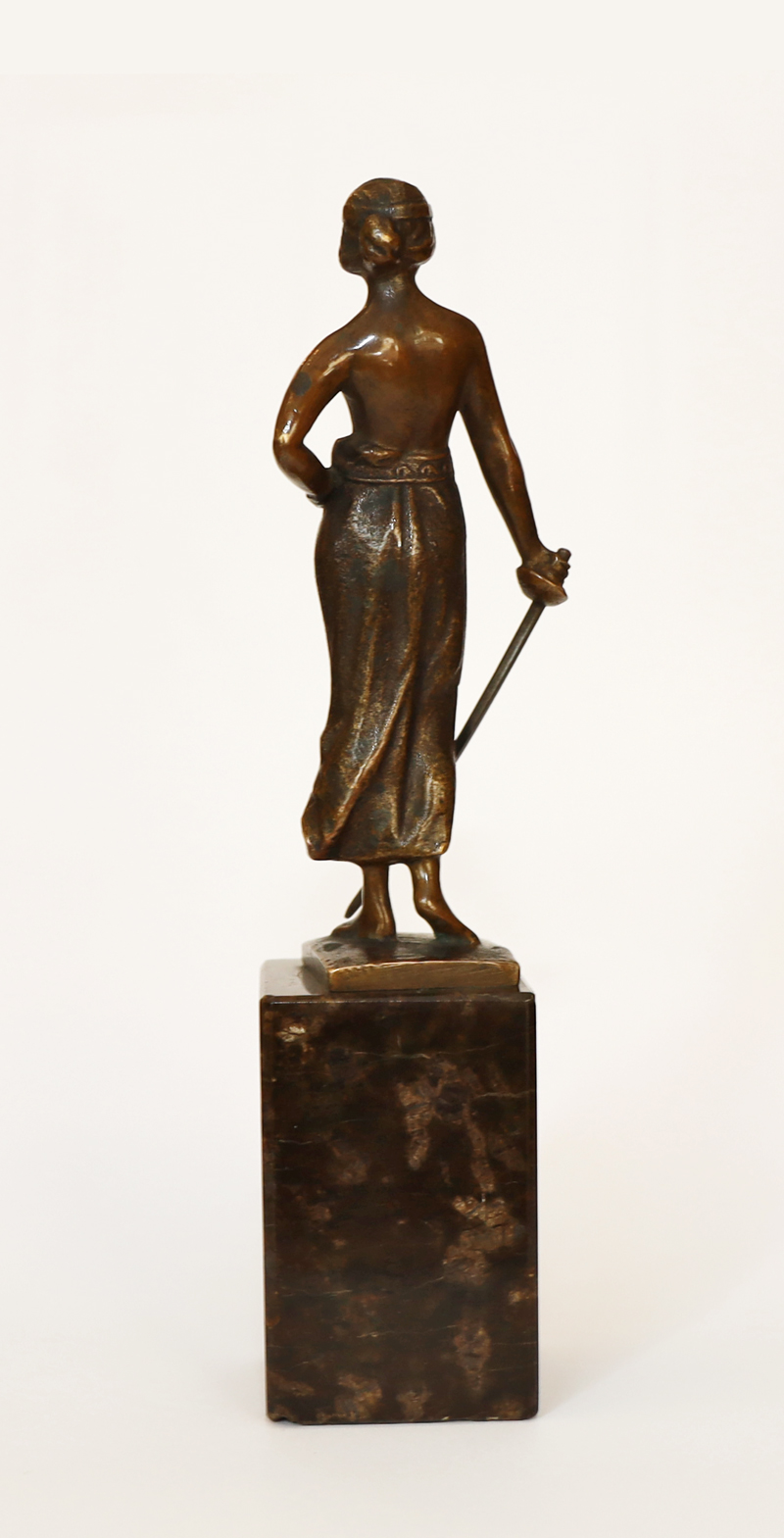 Jugendstil Bronze Figur Dame mit Degen