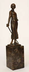 Jugendstil Bronze Figur Dame mit Degen
