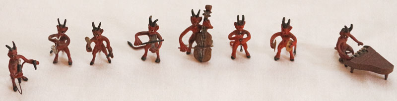 Wiener Jugendstilbronzen Teufelsorchester Miniatur Bronzefiguren Teufelskapelle