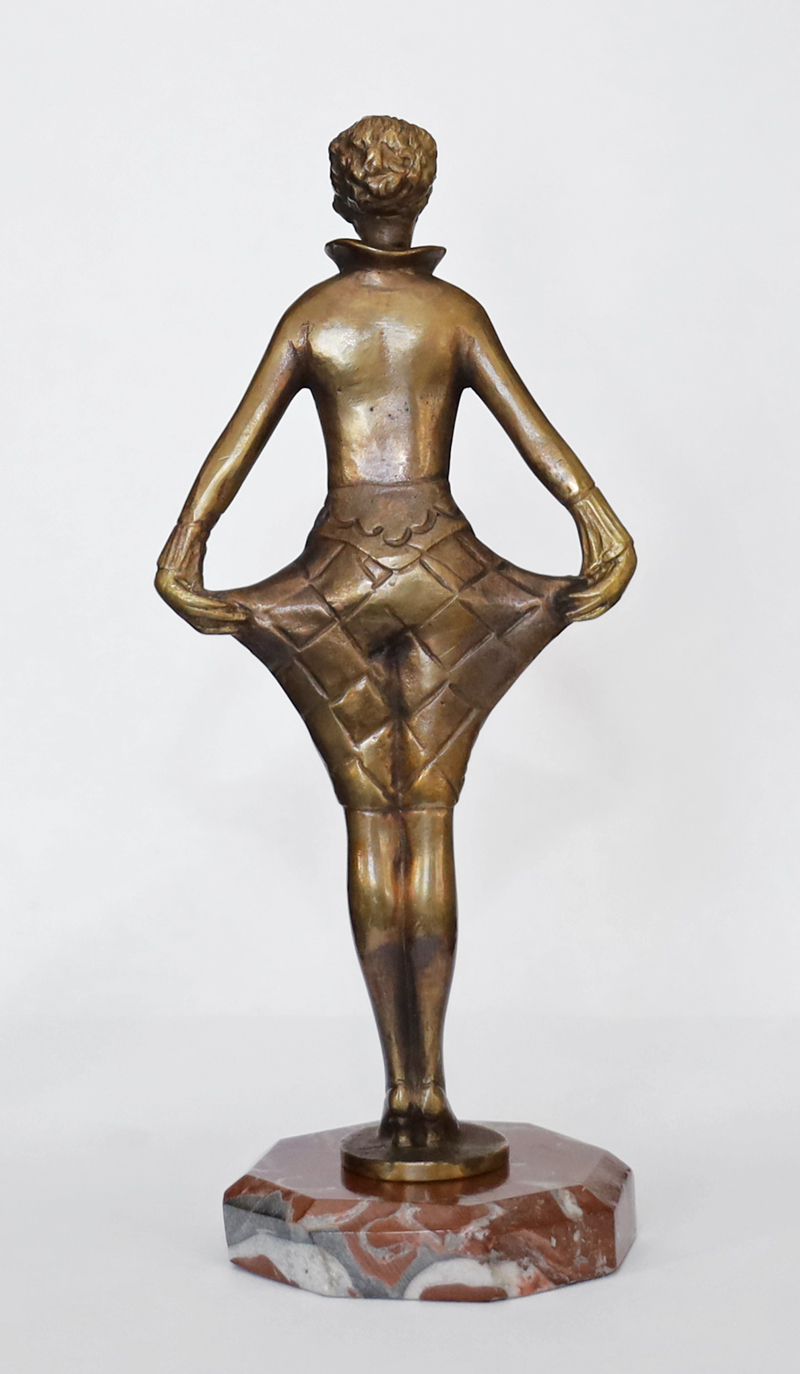 Lorenzl Art Deco Bronze Dame Harlekinkostuem