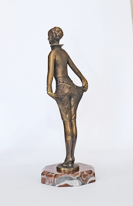 Lorenzl Art Deco Bronze Dame Harlekinkostuem