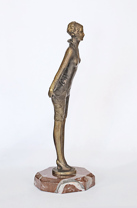 Lorenzl Art Deco Bronze Dame Harlekinkostuem