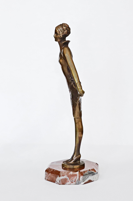 Lorenzl Art Deco Bronze Dame Harlekinkostuem