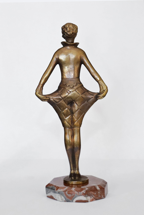 Lorenzl Art Deco Bronze Dame Harlekinkostuem