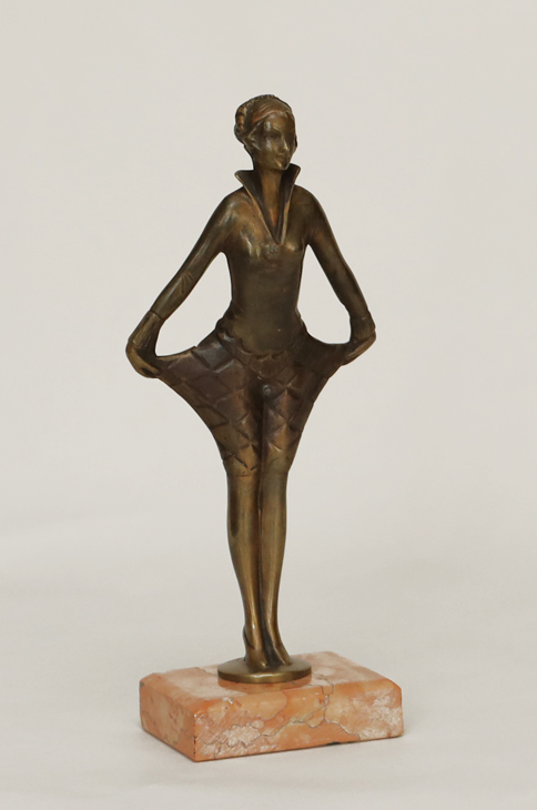 Lorenzl Art Deco Bronze Dame Harlekinkostuem