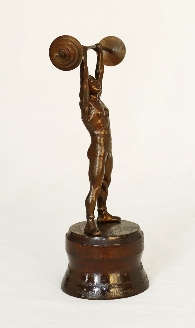 Jugendstil Bronze Figur Sportler Gewichtheber