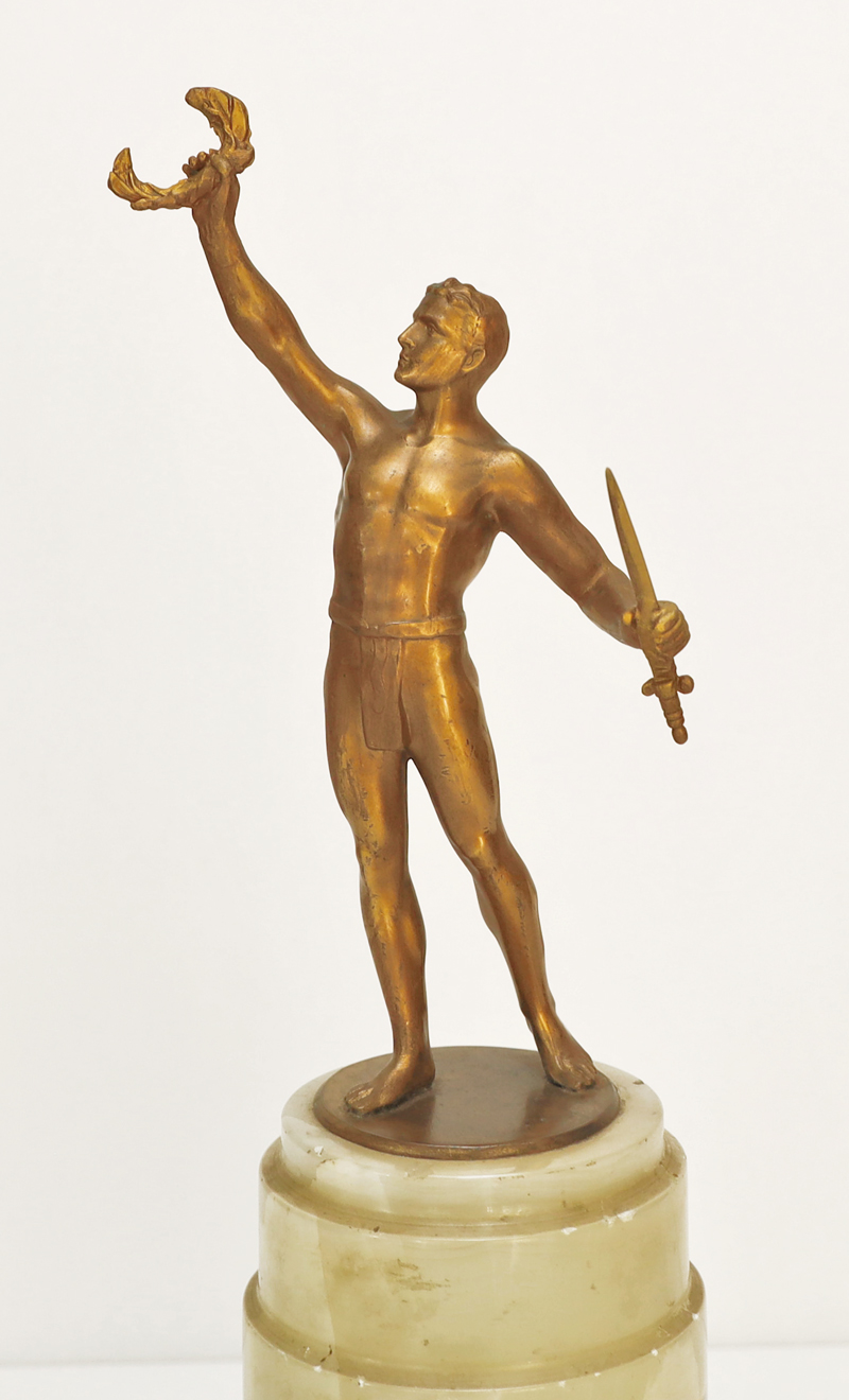 Jugendstil Bronze roemischer Krieger