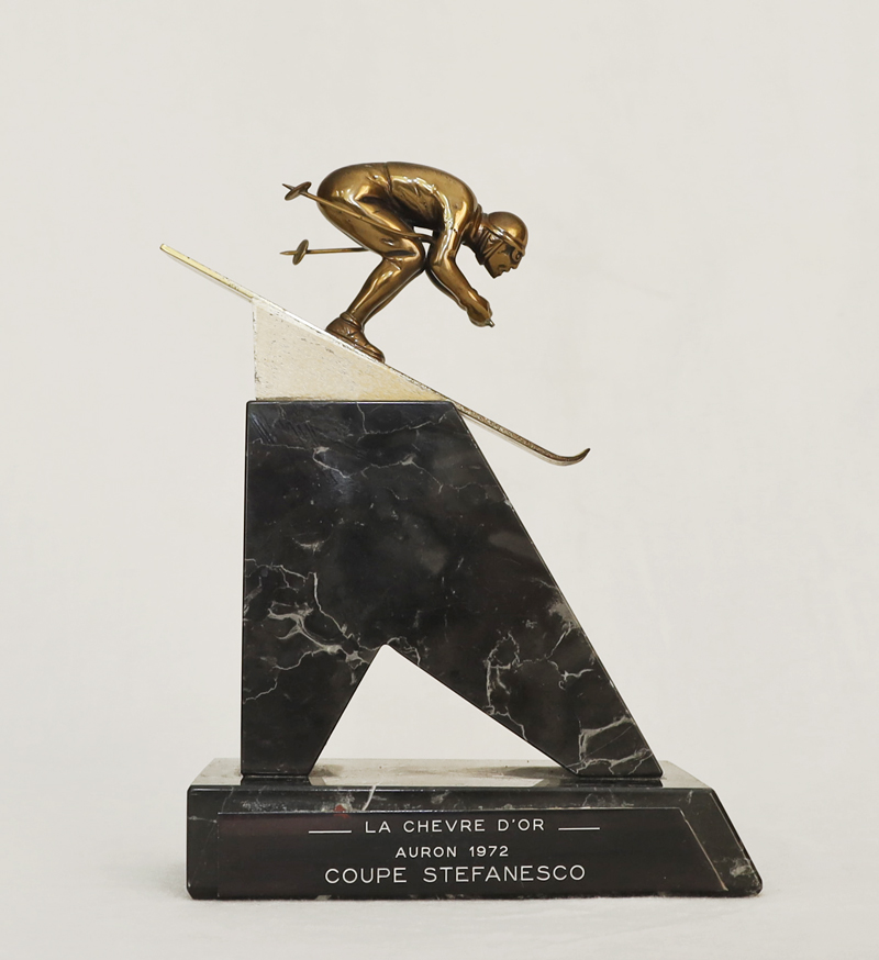 Skispringer Bronze Figur Sportler