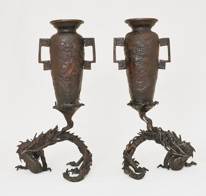 Paar antike Bronze Vasen Historismus Ziervasen