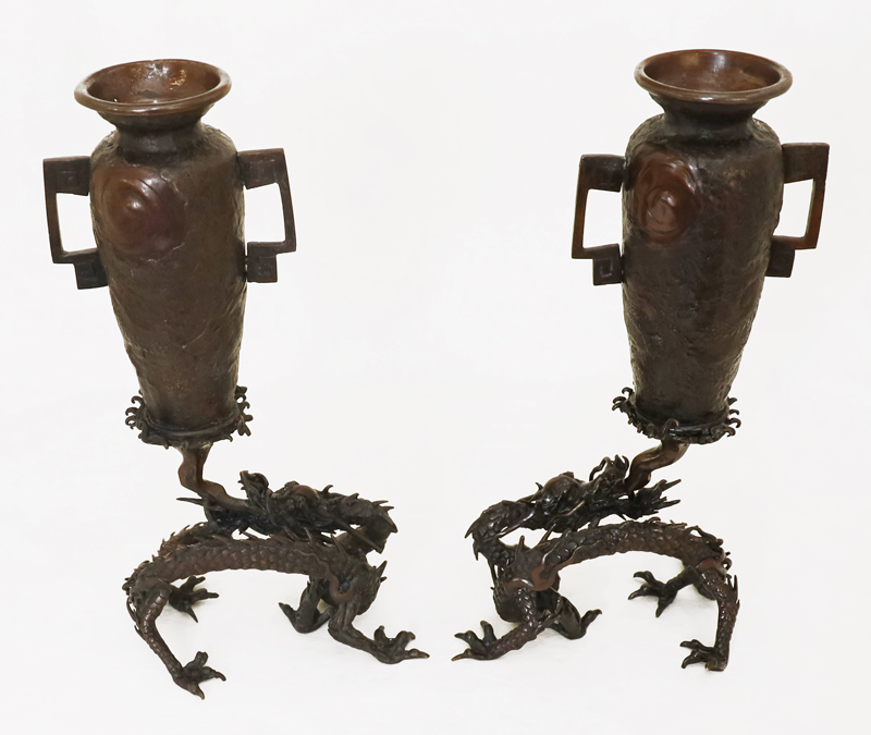 Paar antike Bronze Vasen Historismus Ziervasen