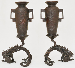 Paar antike Bronze Vasen Historismus Ziervasen