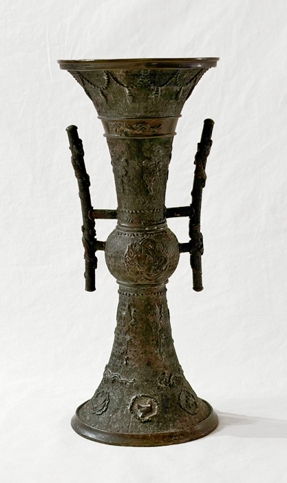 Antikes Asiatika Bronze Gu Gefaess Chinesische Vase