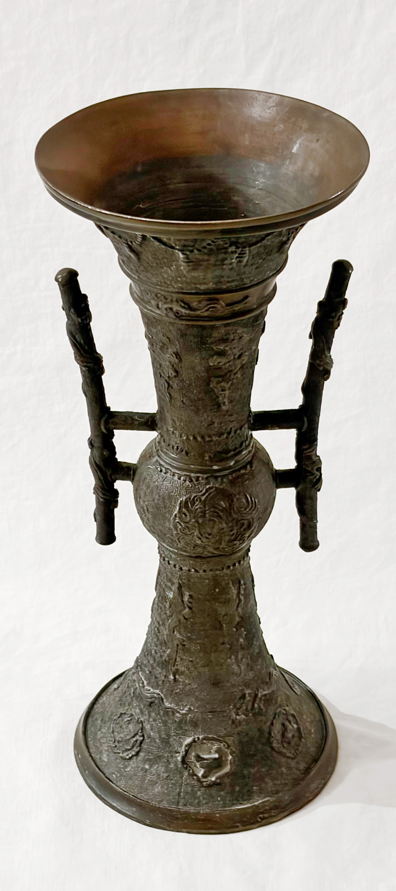 Antikes Asiatika Bronze Gu Gefaess Chinesische Vase