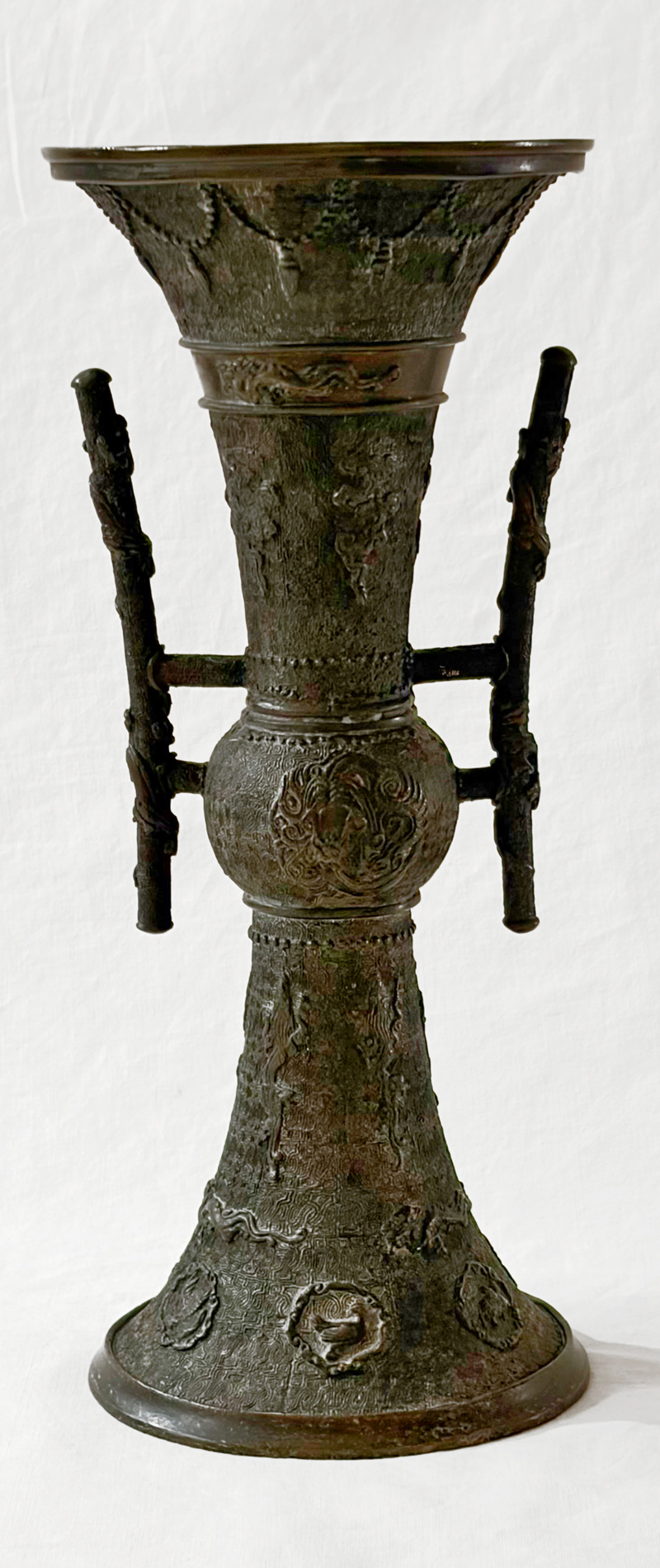 Antikes Asiatika Bronze Gu Gefaess Chinesische Vase