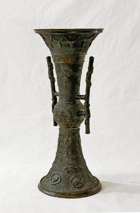 Antikes Asiatika Bronze Gu Gefaess Chinesische Vase
