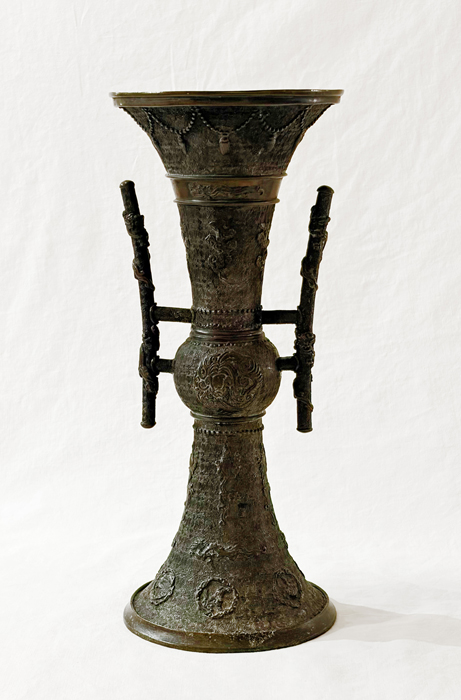 Antikes Asiatika Bronze Gu Gefaess Chinesische Vase
