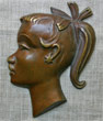 Bronze Wandmaske Mädchenkopf