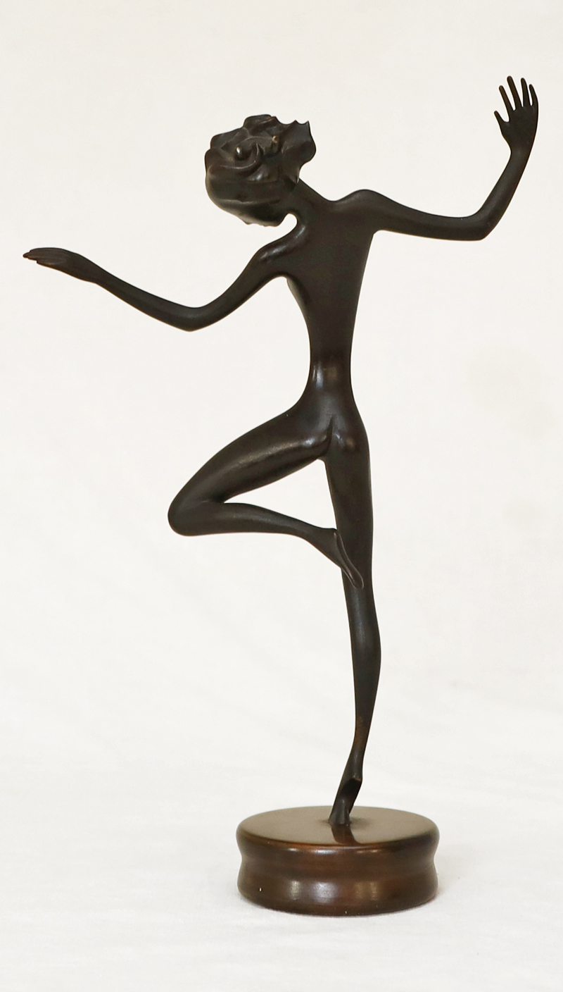 Werkstaette Hagenauer Wien Damenakt nackte Taenzerin Bronze