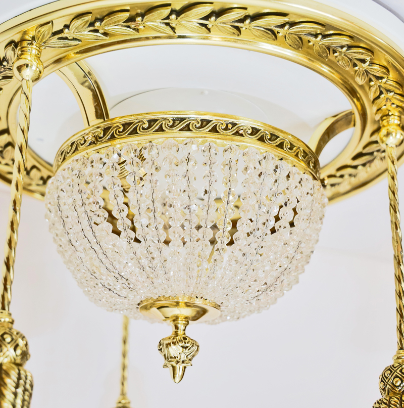 Jugendstil Deckenlampe Glasstaebe Messing