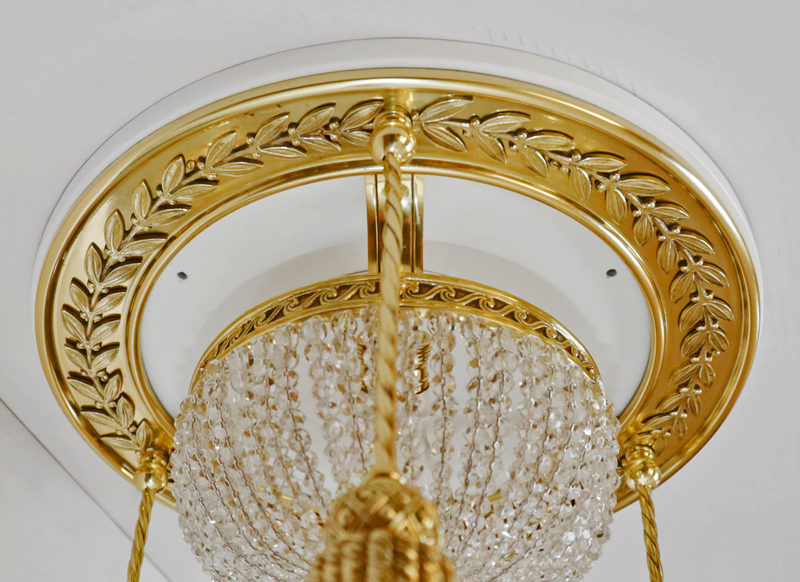 Jugendstil Deckenlampe Glasstaebe Messing