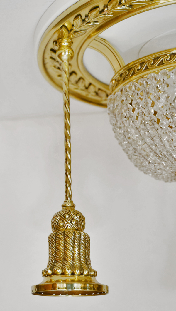 Jugendstil Deckenlampe Glasstaebe Messing