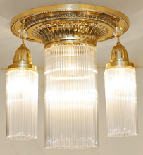 Jugendstil Art Deco Deckenlampe Messinglampe Glasstaebe