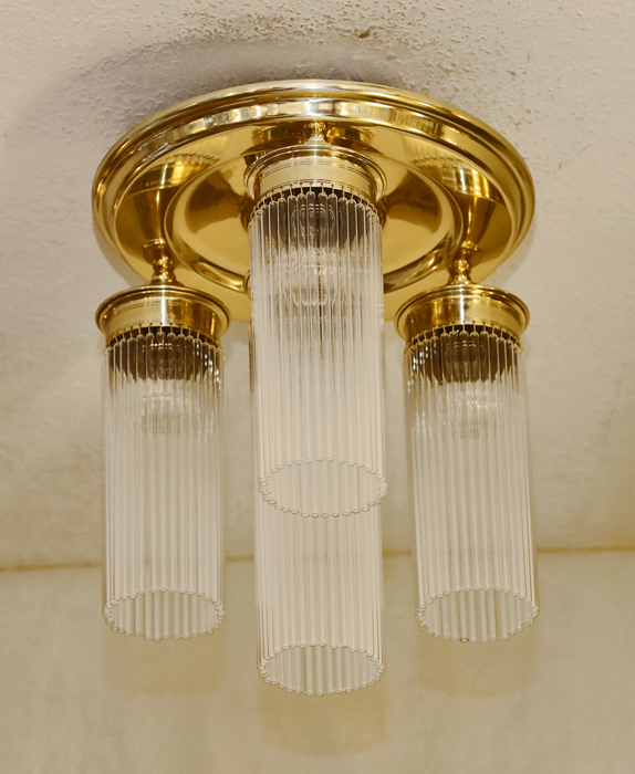 Art Deco Deckenlampe Messing Glasstaebe