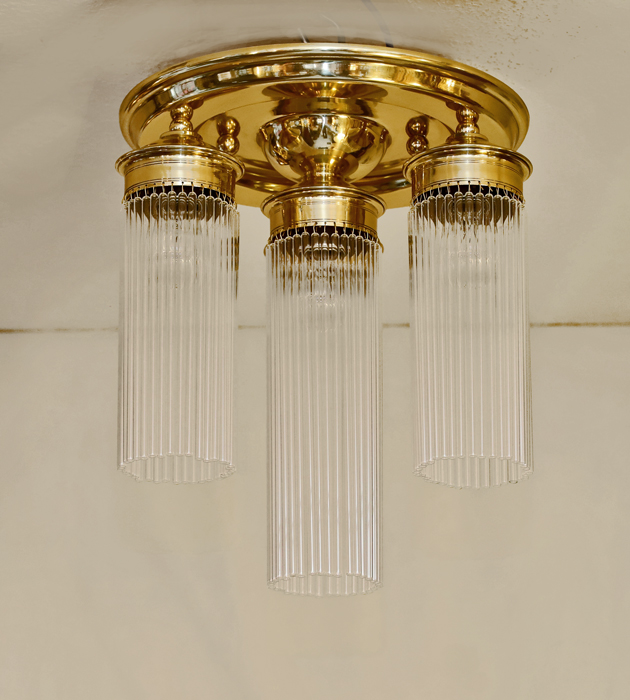 Art Deco Deckenlampe Messing Glasstaebe