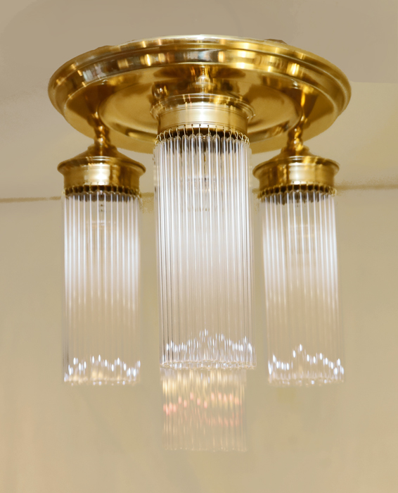 Art Deco Deckenlampe Messing Glasstaebe