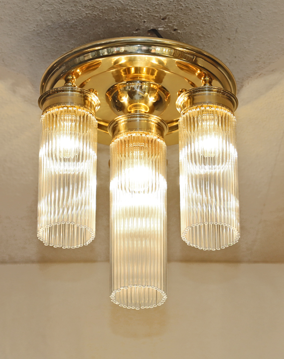 Art Deco Deckenlampe Messing Glasstaebe