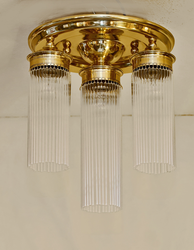 Art Deco Deckenlampe Messing Glasstaebe