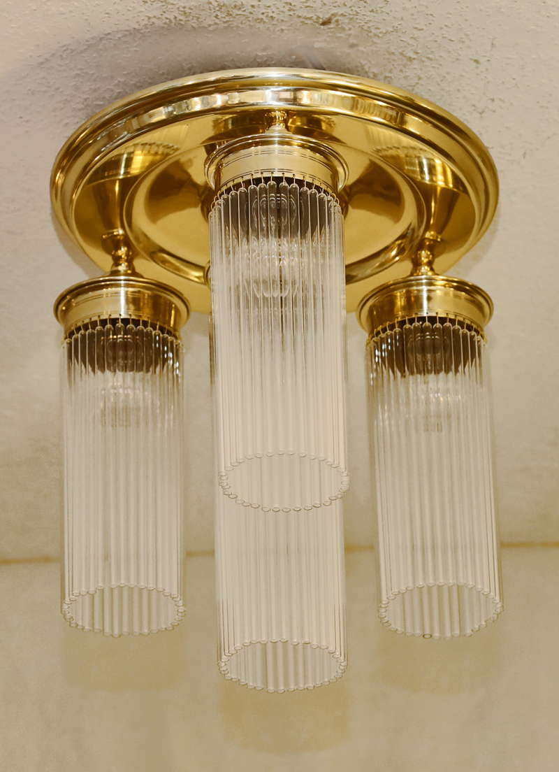 Art Deco Deckenlampe Messing Glasstaebe