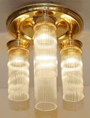 Art Deco Deckenlampe Messing Glasstaebe