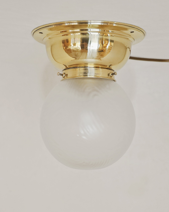 Jugendstil Art Deco Deckenlampe Messing Glasschirm