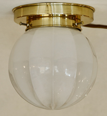 Art Deco Messing Deckenlampe Opalglasschirm