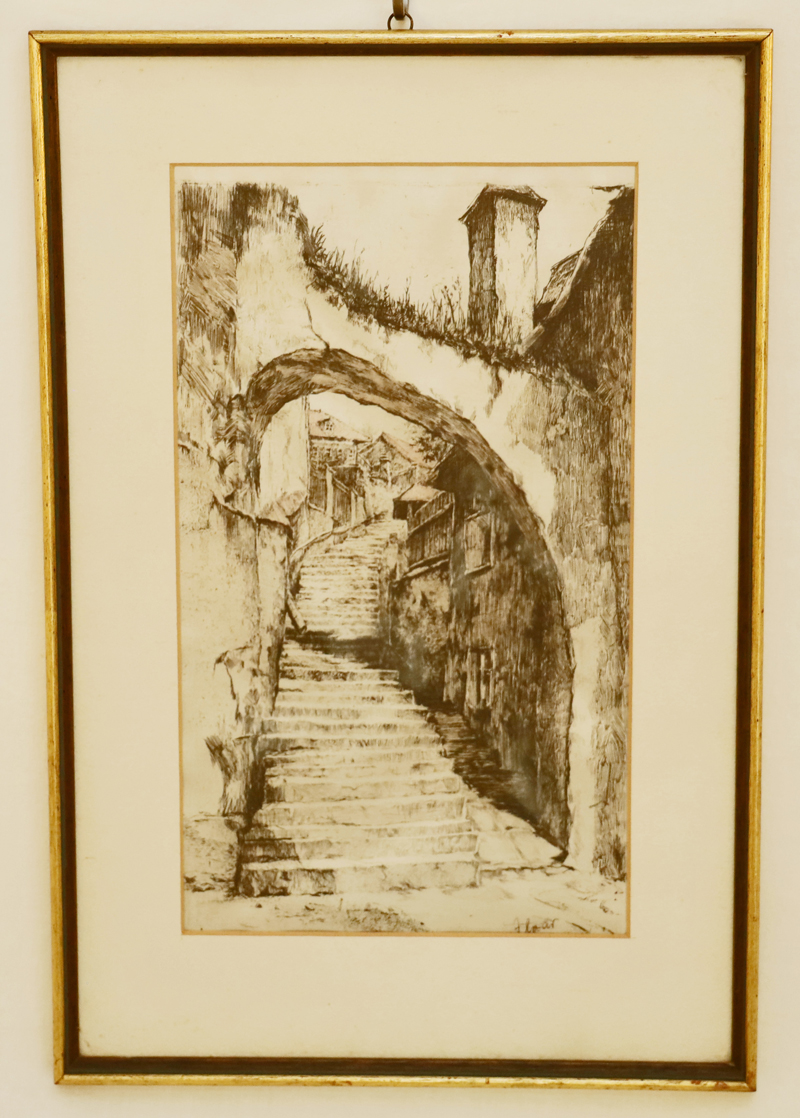 Radierung Stein an der Donau 