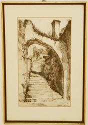 Radierung Stein an der Donau 