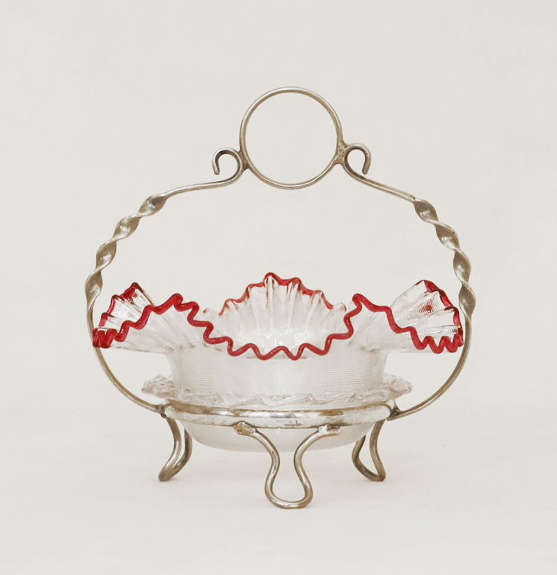 Jugendstil Zuckerschale Konfektschale Zuckerzange versilbert Glasschale