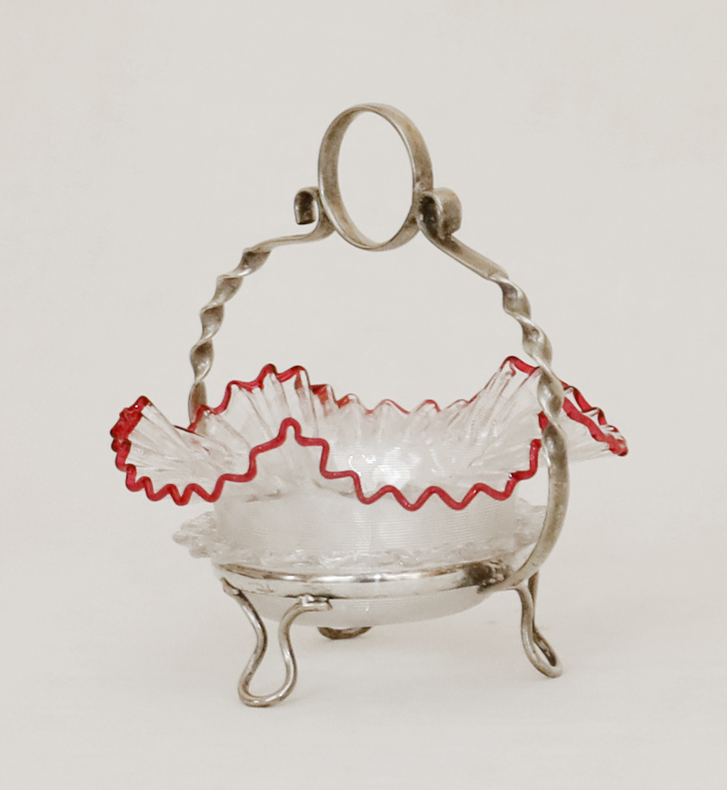 Jugendstil Zuckerschale Konfektschale Zuckerzange versilbert Glasschale