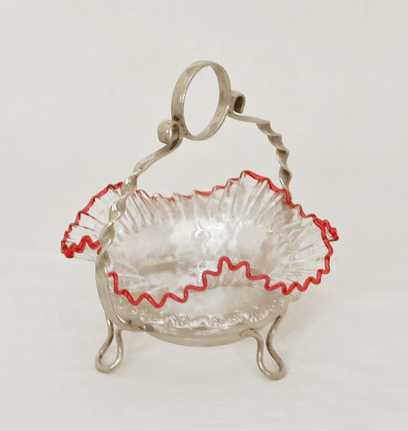 Jugendstil Zuckerschale Konfektschale Zuckerzange versilbert Glasschale