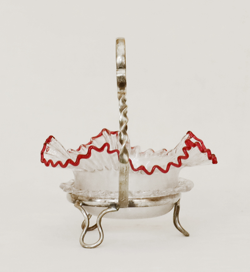 Jugendstil Zuckerschale Konfektschale Zuckerzange versilbert Glasschale