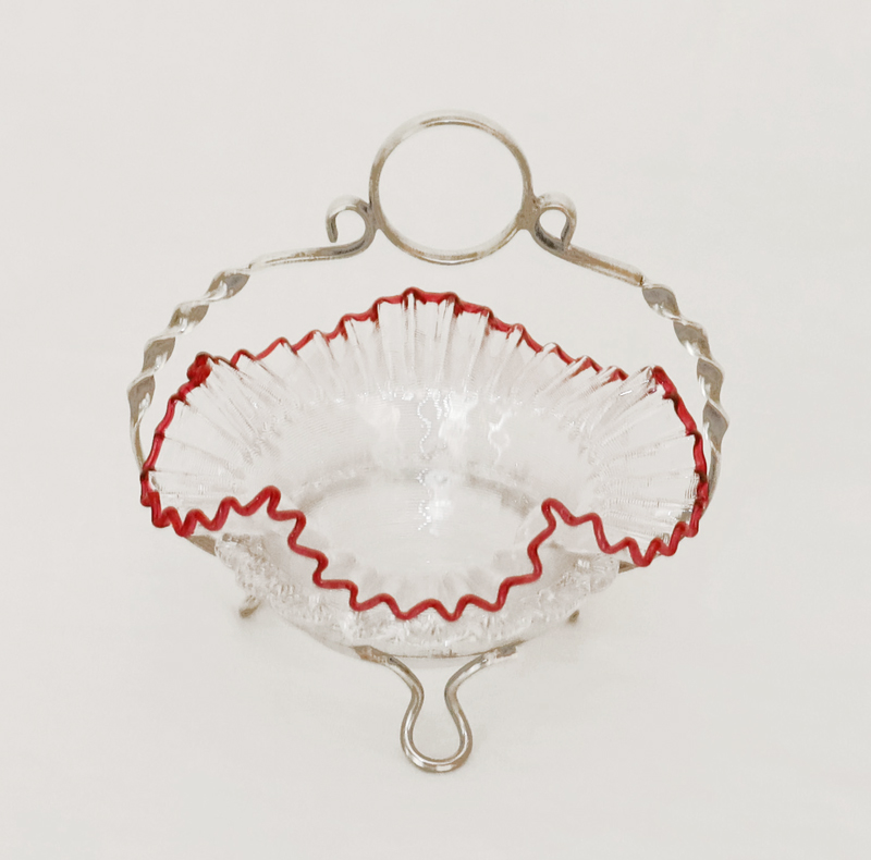 Jugendstil Zuckerschale Konfektschale Zuckerzange versilbert Glasschale