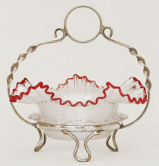 Jugendstil Zuckerschale Konfektschale Zuckerzange versilbert Glasschale