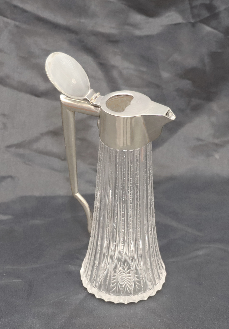 Jugendstil Likoer Glaset Karaffe Glasgarnitur versilbert